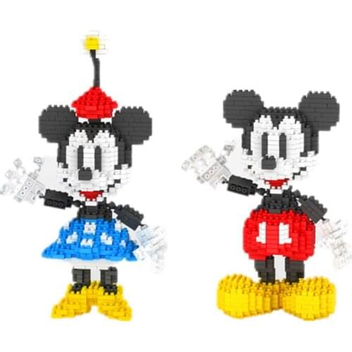 Disney Cartoon Anime Mickey Minnie Diy Mini Micro Building Blocks Action Figures Model Doll Toys Juguetes Gifts For Kids