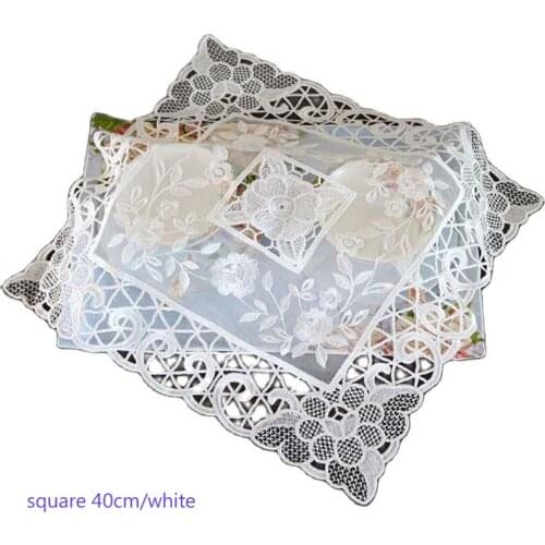 Fashion Lace embroidery placemat cup coaster mug kitchen table place mat cloth dish doilies Christmas pad wedding cookware