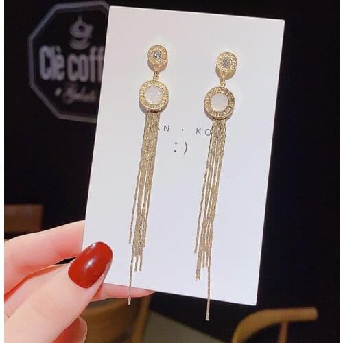 Fashion Long Tassel Earrings for Women Girls Korean Style Round Roman Letter Earrings 2020 New Party Jewelry Pendientes ER1030