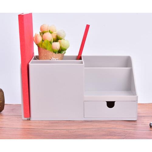 1pc ABS Desk Office Organizer Storage Holder Desktop Pencil Pen Sundries Badge Box Stationery Office School Supplies