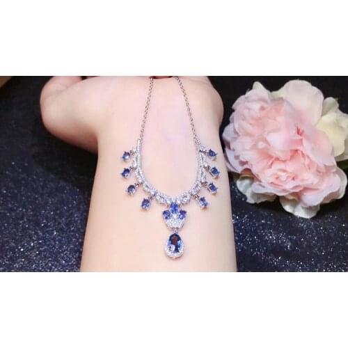 New Trendy 100% Natural Real Fashion Sapphire Pendant 925 sterling silver For men or women