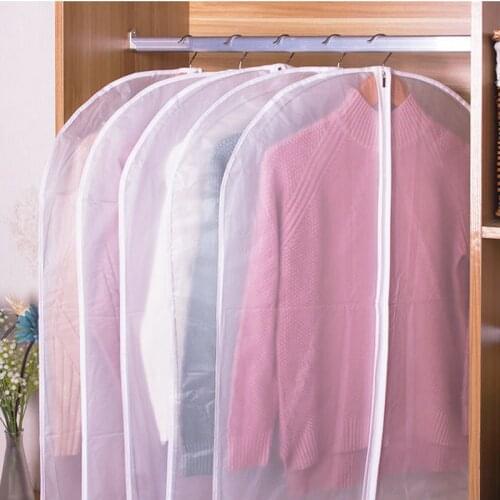 10 Pieces Home Clothes Dust Cover Transparent Coat Suit Hanging Storage Bag With Zipper Simple Wardrobe Clothes Organizer Bag