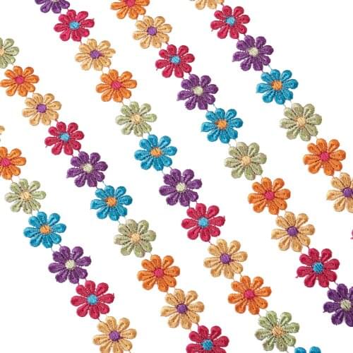 10~15 Yard Summer Solid Colorful Polyester Lace Trim Daisy Floral Pattern Necklace Choker DIY Jewelry Making Stringing Materials