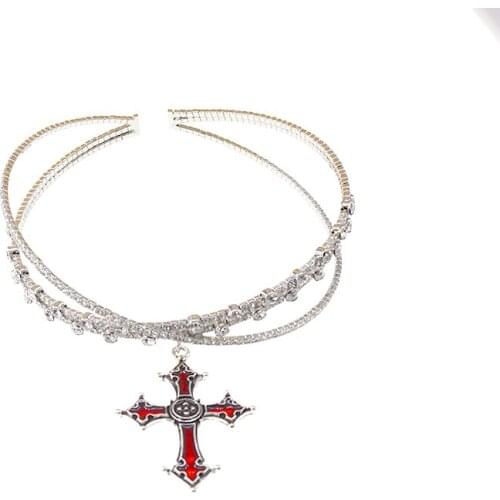 Cross Double Crystal Collar Necklace Romantic Crystal Pendant Necklace For Women Female Gift