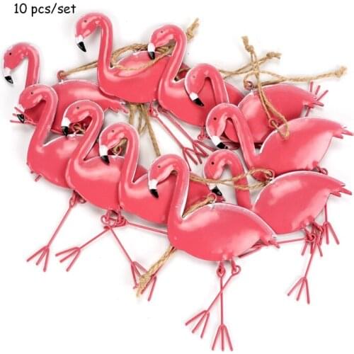 Easter Decorations For Home 10Pcs Metal Flamingo Pendant Easter Egg Pink Birds Party Diy Decoration Fit For Tree hanging