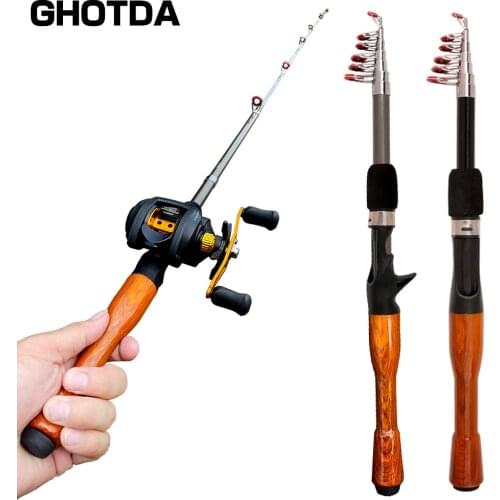 GHOTDA Portable Travel Fishing Combo 1.3-1.8m Casting Spinning Fishing Rod and 17+1BB Reel Combo Fishing Accessories