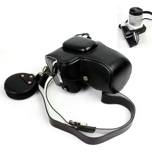 Luxury Pu Leather Camera Case Bag For Canon EOS 200D 200DII 200D2 KISS X9 Rebel SL2 SLR Cover With Strap Removable Battery Desig