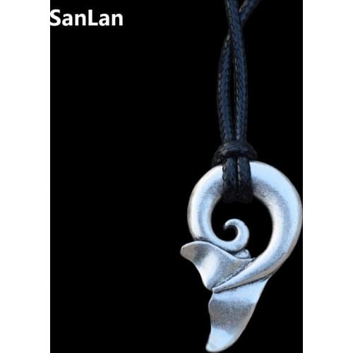 SanLan Wave Whale Tail Pendant Round Fish Tail Spirit Creative Handmade Choker Necklace Women Jewelry