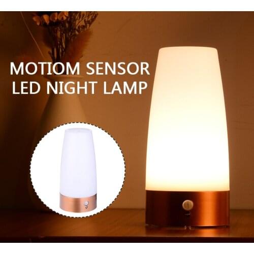 1PC Motion Sensor Lamp Sensor LED Night Light Battery Powered Table Warm Lamps Batteries not Included