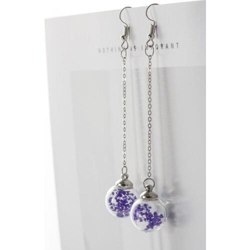 Flower Eardrop Dried Flower In Glass Ball Earrings Fantasy DIY Ear Lines Dangle Earring For women #HZ201