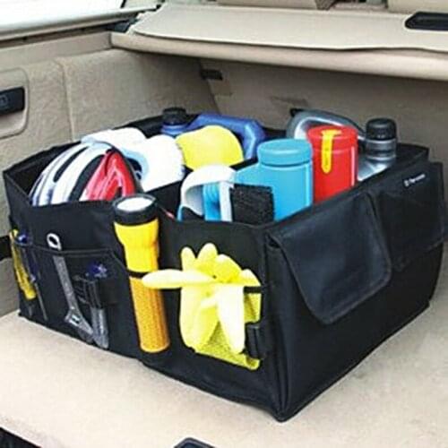 Collapsible Black Car Trunk Organizer Toys Food Storage Truck Cargo Container Bags Box Car Stowing Styling Auto Accessories