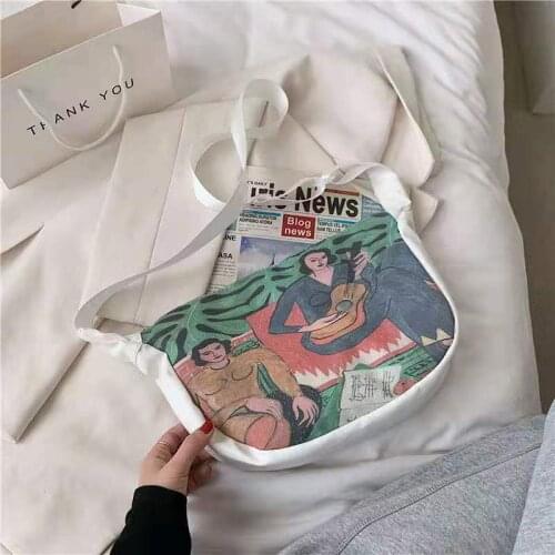 Retro Hobos Shoulder Bags For Women Oil Paintings European Artistic College 2021 New Designer All-Match Casual Cross-Body Bags