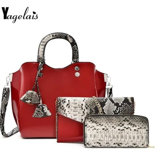 Handbag Luxury Leather 2019 Women Bag Famous Brand Fashion Patent Messenger Bags Shoulder Bags 3 Sets Tote Ladies High Quality