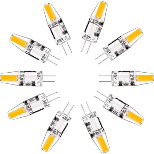 LED Bulb 12V 2W Replaces 10W 20W Halogen Bulb T3 Bulb 2800K Warm White COB Chips Bi-Pin 220LM 1.6 x 0.37" Pack of 10