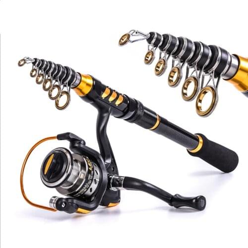 High carbon salt water telescopic fishing rod super short super hard fishing rod carbon 1.5-2.4m fishing rod rotary fishing rod