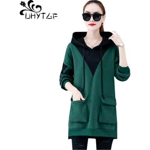 UHYTGF Womens sweatshirt Plus cashmere thicken autumn winter coat Female hooded loose plus size tops hoodies sudadera mujer 787