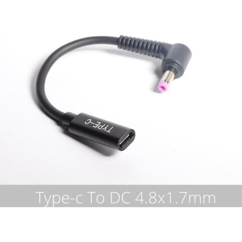 USB 3.1 TYPE C Female to DC 4.8*1.7 Male Laptop Charger DC Jack Power Adapter Cable Decoy Trigger PD Charging For Hp 18.5V 3.5A