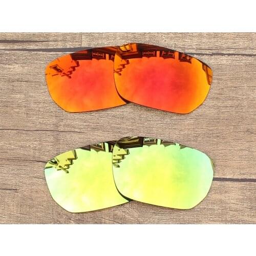 Vonxyz 2 Pairs Ruby Mirror & 24K Mirror Polycarbonate Replacement Lenses for-Oakley Style Switch Frame