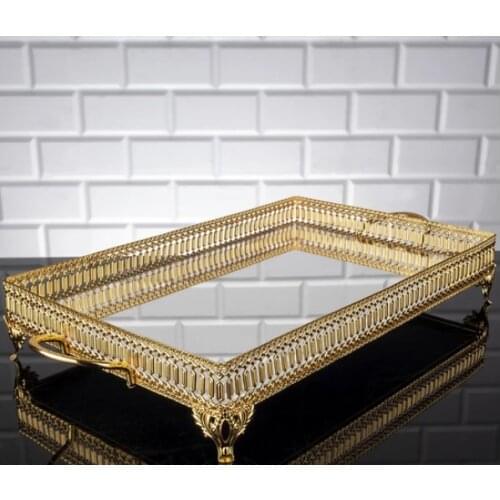 Big Size Mirror Decorater Lux Style Serving Tray