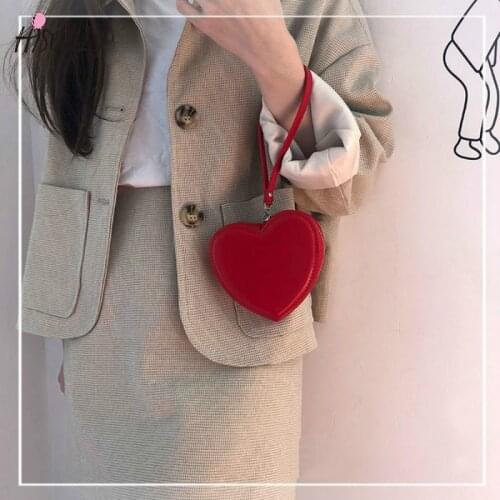 2021 New Fashion Women Cute Heart Shaped HandBag Female Plush Love Coin Wallet Valentines Day Gift Hand Purses for Ladies