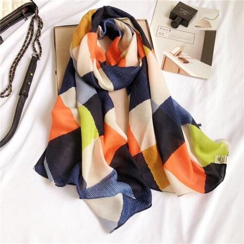 2020 Women Autumn Viscose Shawl Light Color Blocked Plaid Tassel Scarves Wrap Pashmina Snood Soft Bufandas Muslim Hijab 180*90cm