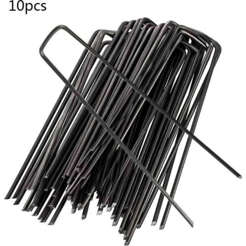 10 Pcs U-shape Garden Staples Ground Stakes Pegs Garden Pins Spikes for Securing Lawn Farm Sod Barrier Landscape Grass K0AB