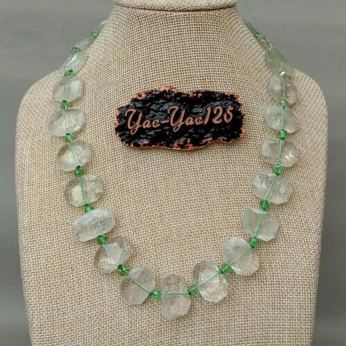 19" Natural Prasiolite Green A1methyst Rectangle Necklace
