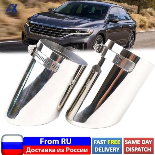 2x Car Muffler Tail Pipe For VW Passat B6 3C 2005~2010/ CC 2009~2012/EOS End Chrome Trim Stainless Steel Exhaust Tip Cover