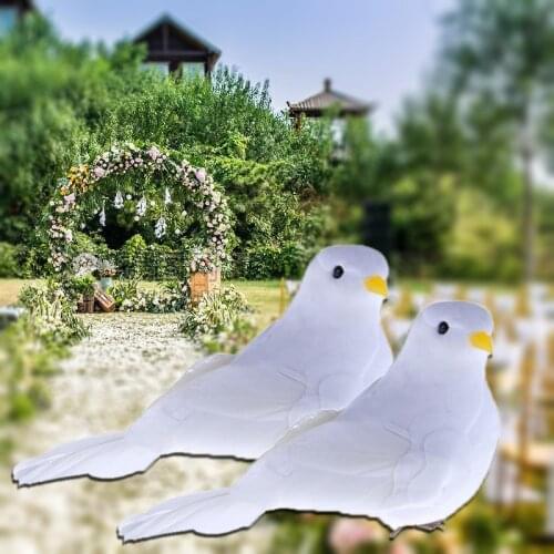 2 Pcs Artificial Feathered Pigeon Fake Doves Birds Statue Foam Feather Wing Dove Home Decoration For Christmas Wedding
