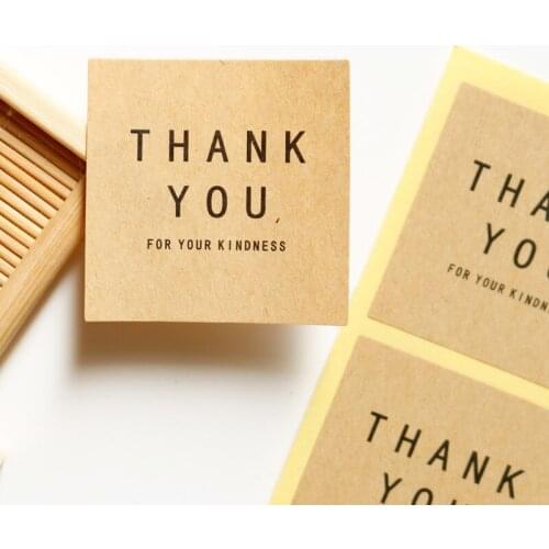 60pcs Square Kraft Paper Round Label Thank you Sticker Baking Packaging Biscuit Bag Decoration Sealing Sticker