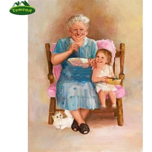 Full Diamond Embroidery by Number Grandma Love Picture Of Rhinestones Diamond Painting Mosaic Home Wall Decor Needlework Crafts