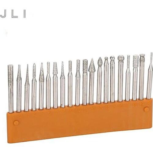 20pcs/set 150 Grit Diamond Burrs Dremel Rotary Burrs Tool Grinding Head Engraving Etching Abrasive Tools Dremel Accessories