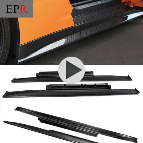 Car-styling For R35 GTR GT-R Zele Style Carbon Fiber Side Skirt Glossy Fibre ZL Door Body Kit Racing Drift Accessories Trim