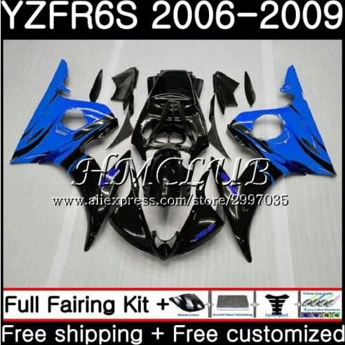 Bodys For YAMAHA YZF 600 YZF600 YZF R6S 2006 2007 2008 2009 Blue flames 23HC.8 YZF-600 YZFR6S YZF-R6S 06 07 08 09 Fairing Kit