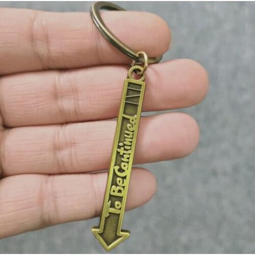 Cartoon Anime Keychain Jojos Bizarre Adventure Arrow Shape To Be Continued Alloy Keyring Jewelry Cute Gift Car Key Accessory