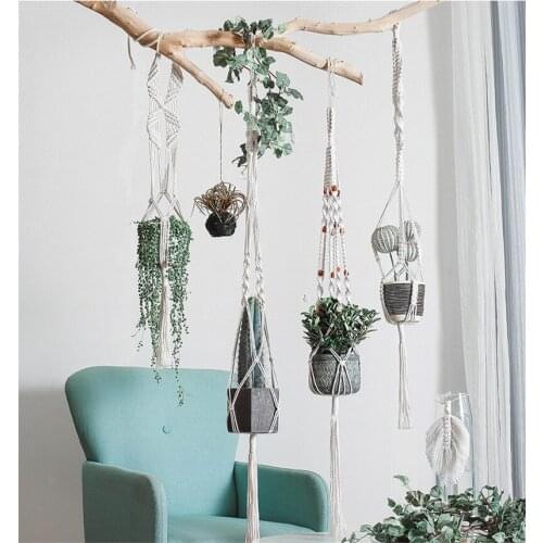 Handmade Flower Pot Creative Plant Greening Hanging Basket Net Bag Hanging BasketHorticultural Home Door Balcony Courtyard Gar