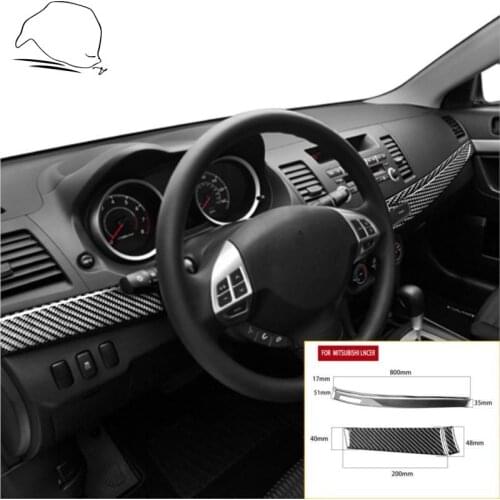 For Mitsubishi Lancer EVO X MR 2008-2015 Center Dash Trim Carbon Fiber Sticker Dashboard Cover Strips Interior Car Accessories