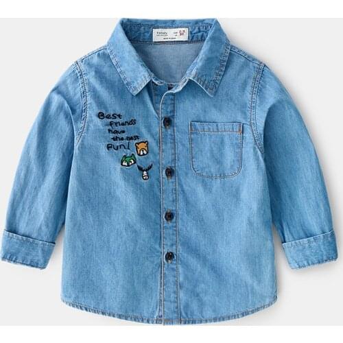 Baby Boy Denim Shirt Kid Long Sleeve Tops Spring Autumn Jeans Shirt Casual Kids Blouse Tops BC871