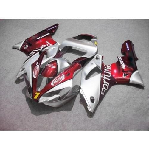 Motorcycle Fairing kit for YAMAHA YZFR1 00 01 YZF R1 2000 2001 YZF 1000 yzfr1 00 01 ABS red silver Fairings set+7gifts YB21