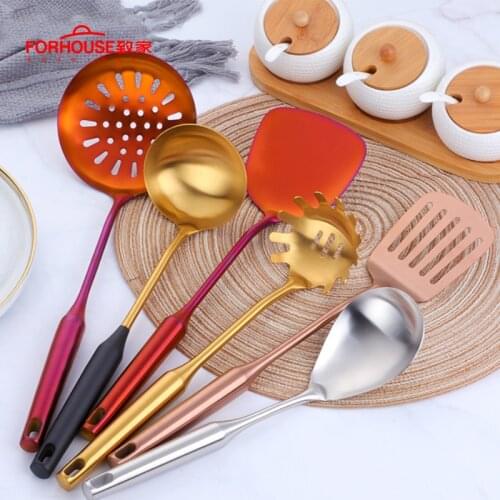 304 Stainless Steel Kitchen Utensil Cooking Tool Spoon Soup Ladle Turner Spatula Baking Gadget Home Restaurant Accessories