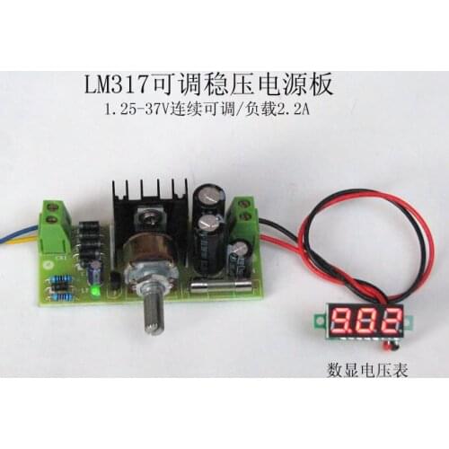 Lm317t Linear Adjustable Regulated DC Power Supply Board 1.25-12-24-30V Kit Parts Digital Display Finished Product