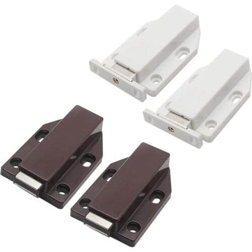 2sets Magnetic Cabinet Catch Door Stopper Push to Open Touch ABS Drawer Buffer Damper big size cupboard Brown/White furniture