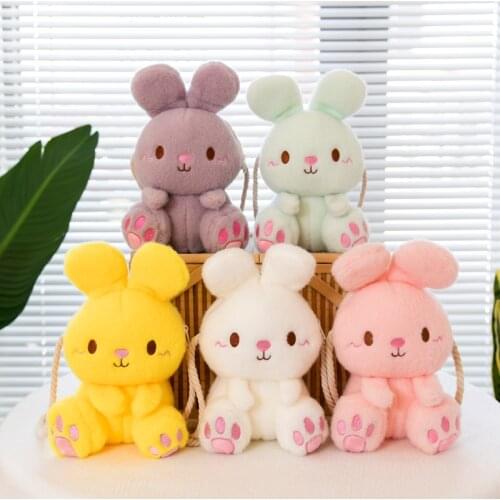 Cartoon cute plush rabbit shoulder bag messenger bag childrens coin purse plush toys girls girlfriends kids childrens gifts