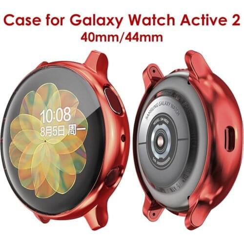 Soft Protective Bumper Cover for Samsung Galaxy Watch Active 2 40mm 44mm Case Full Coverage TPU Anti-Scratch Flexible Luxury Red