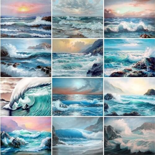 Diamond Painting Kits for Adult Waves Rhinestones Embroidery Round Square Cross Stitch Seascape Full Drill Mosaic Art Home Decor
