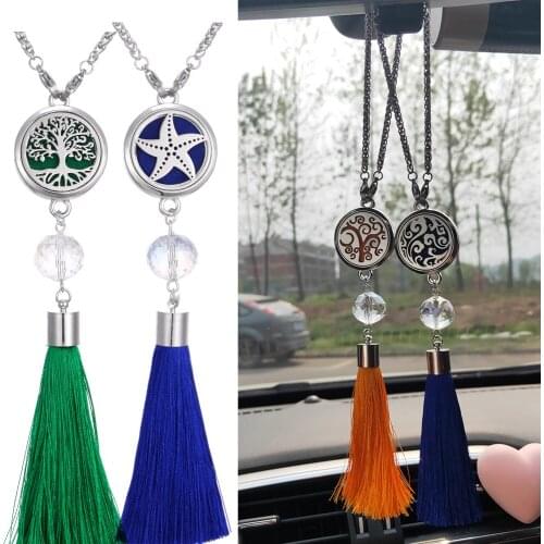 New Car Perfume Pendant Tree of Life 316 Stainless Steel Essential Oil Diffuser Lockets Pendant with Tassel Aromatherapy Jewelry