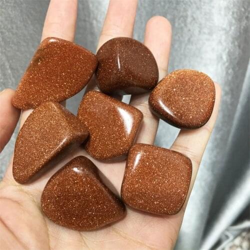 Wholesale high quality crystal gold sandstone healing tumbled stone chakra fengshui stone for decoration