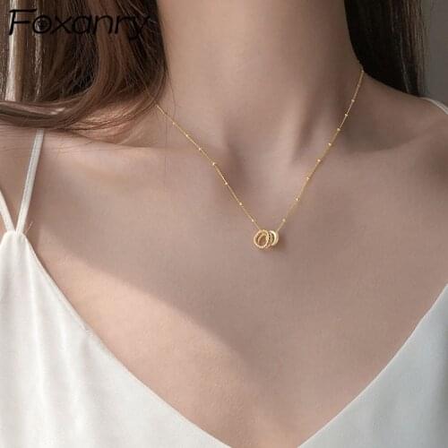 Foxanry 925 Sterling Silver Clavicle Chain Necklace Trend Creative Variety of Wearing Methods Zircon Bride Jewelry Birthday Gift