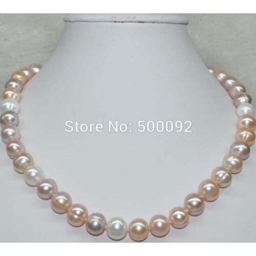 2020 New Arrival Sale Classic Round Women Collares Necklace Natural Multicolor 9.5-10mm Freshwater Pearl Necklace