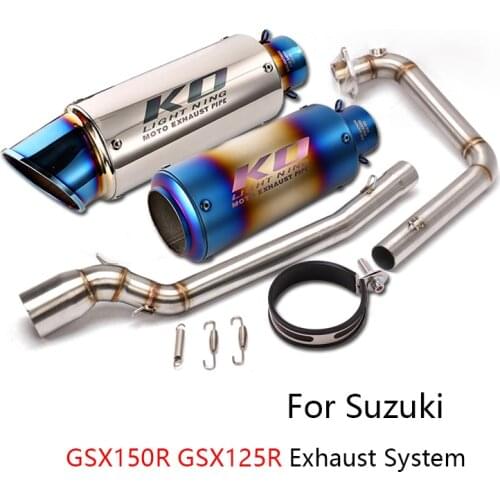 Complete Exhaust System for Suzuki GSX150R GSX125R Motorcycle Header Mid Link Pipe Slip On 51mm Mufflers No DB Killer Escape
